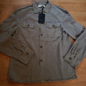 COPY - Tan Collared Work Shirt - Cotton Twill - 100% Cotton - New - Made in Ita…